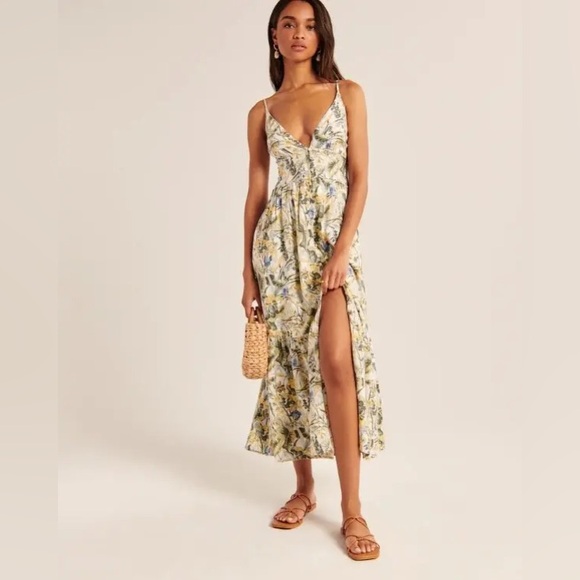 Abercrombie Button-Through Maxi Dress- White Print. Size XXS - Picture 5 of 7